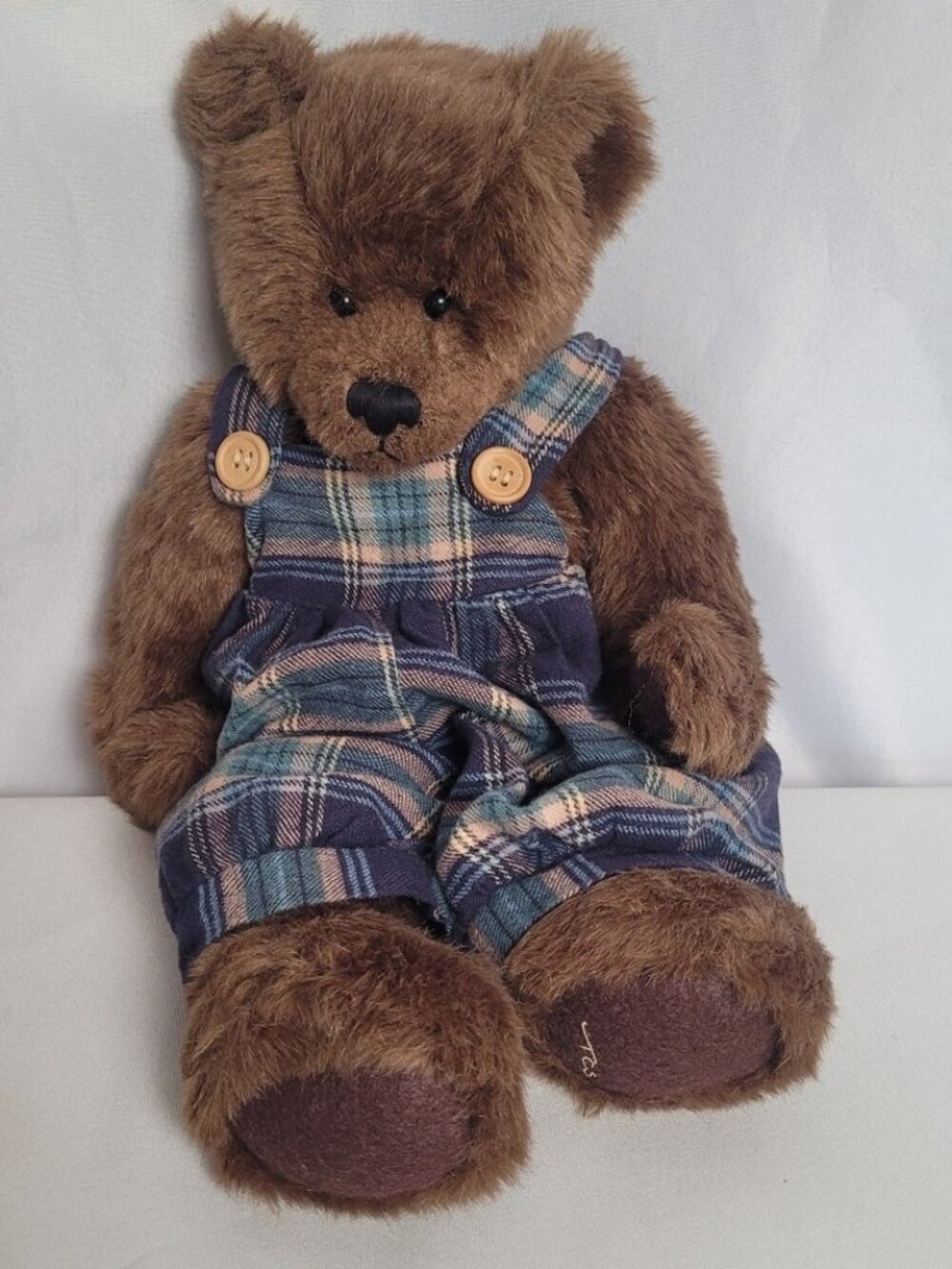 Bear Plush Plaid Overalls